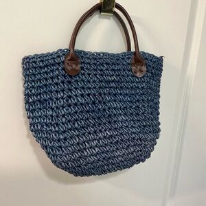 Beautiful blue straw purse.